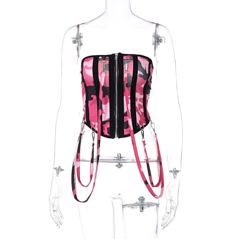 Corset Zip Up Tops